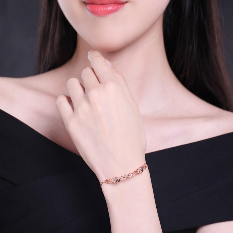 Presentski Bee Honeycomb Bracelet 925 Sterling Silver, Rose Gold Plated Adjustable Jewelry for Women - Image 2